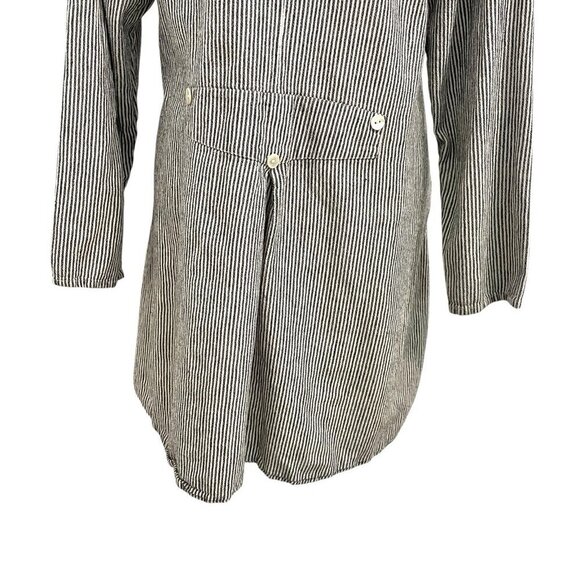 TULIP Stripe Seersucker Tunic Top Blouse Pocket Long Sleeve Lagenlook size Large - Picture 5 of 9